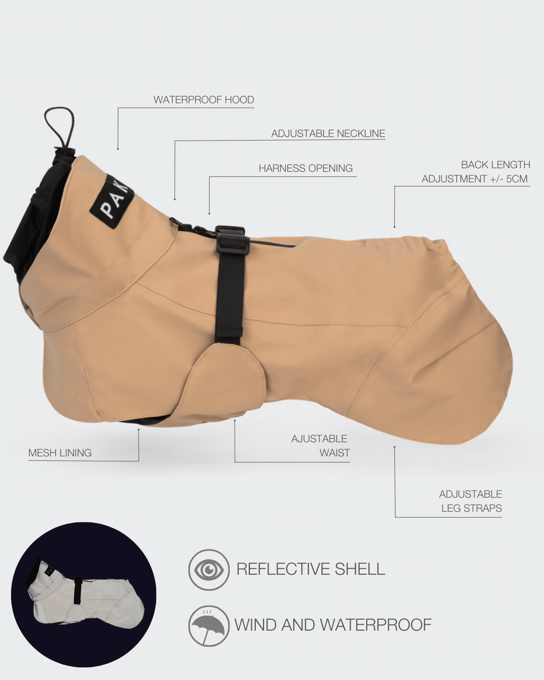 ((PRE-ORDER)) Paikka Visibility regnfrakke Taupe