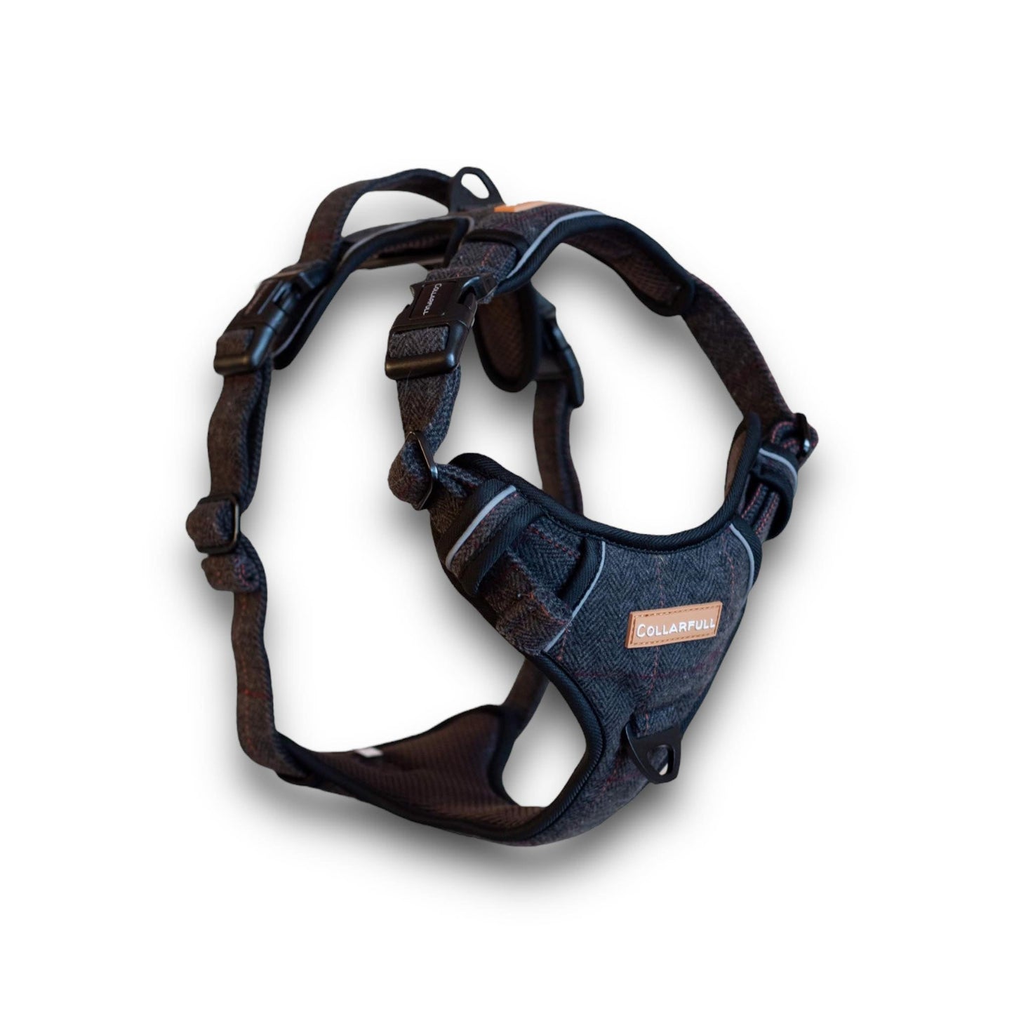Adventure Trails Dog Harness - Black Herringbone Tweed
