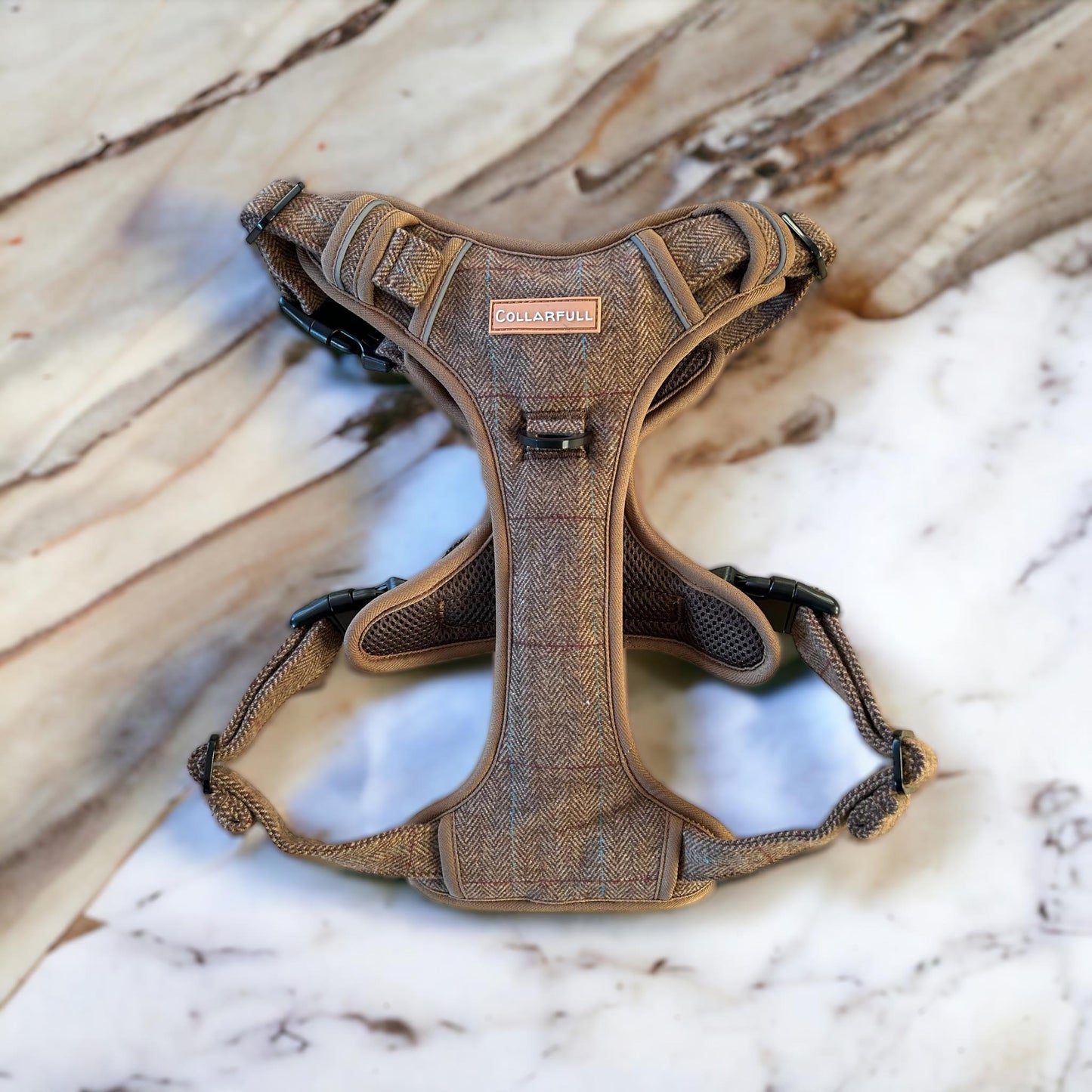 Adventure Trails Dog Harness - Brown Herringbone Tweed
