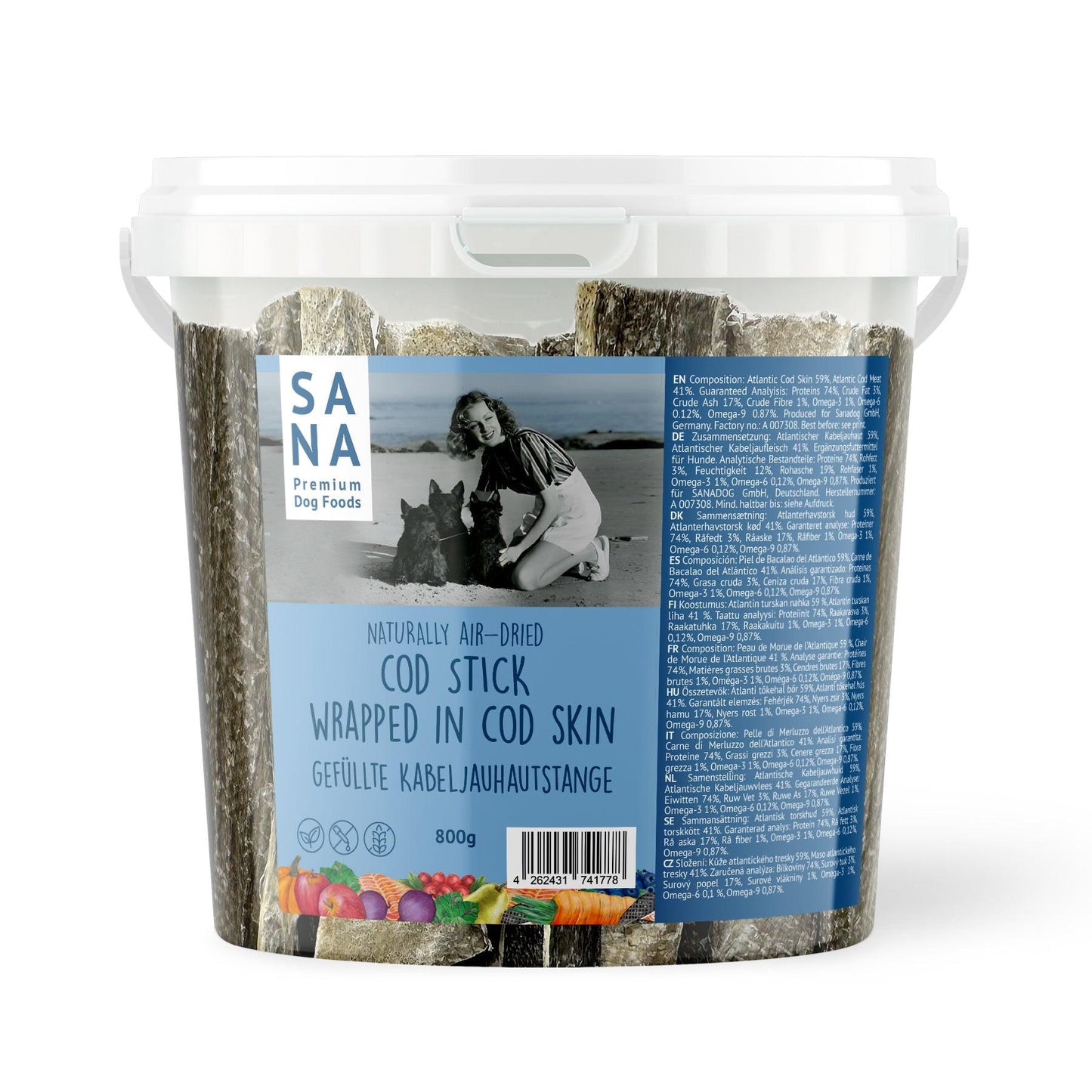 Sanadog Cod fillet with skin (800g - bucket)