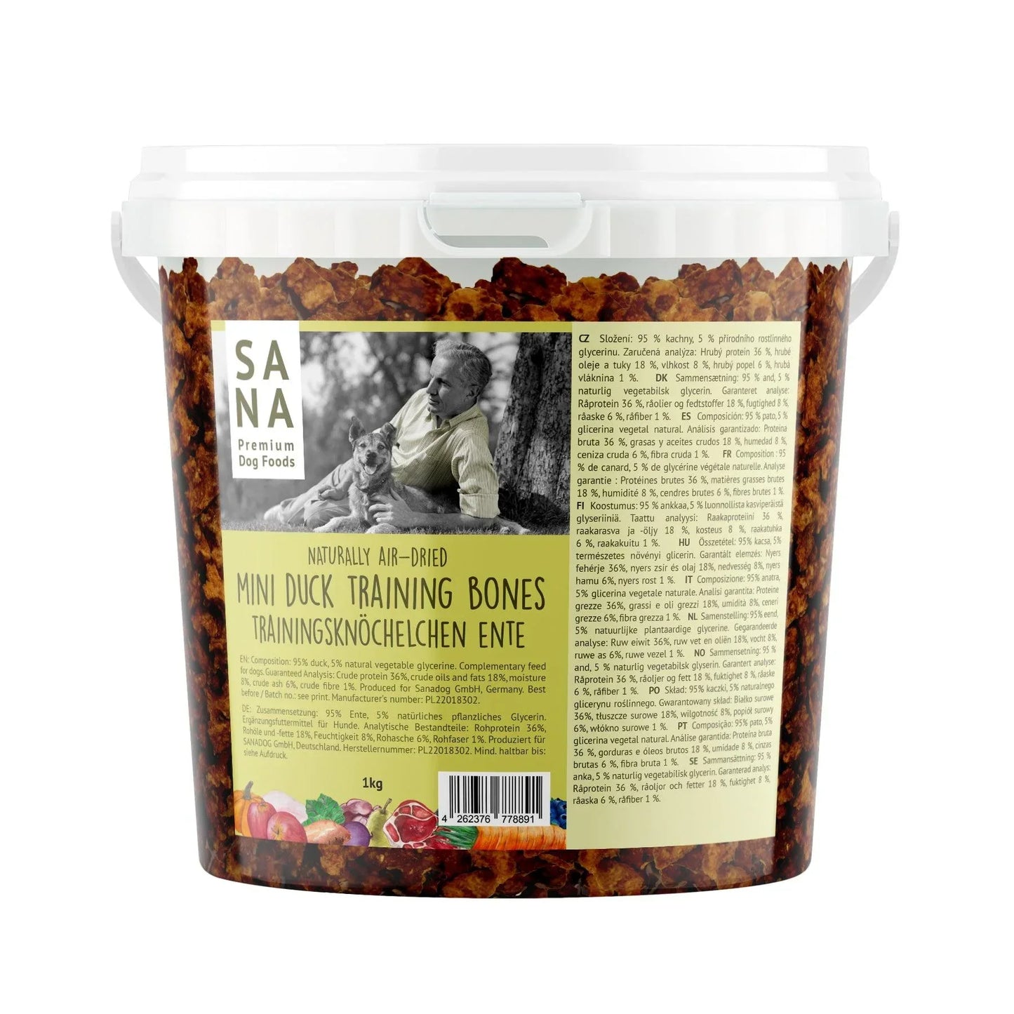 Sanadog mini treats duck (1kg - bucket)