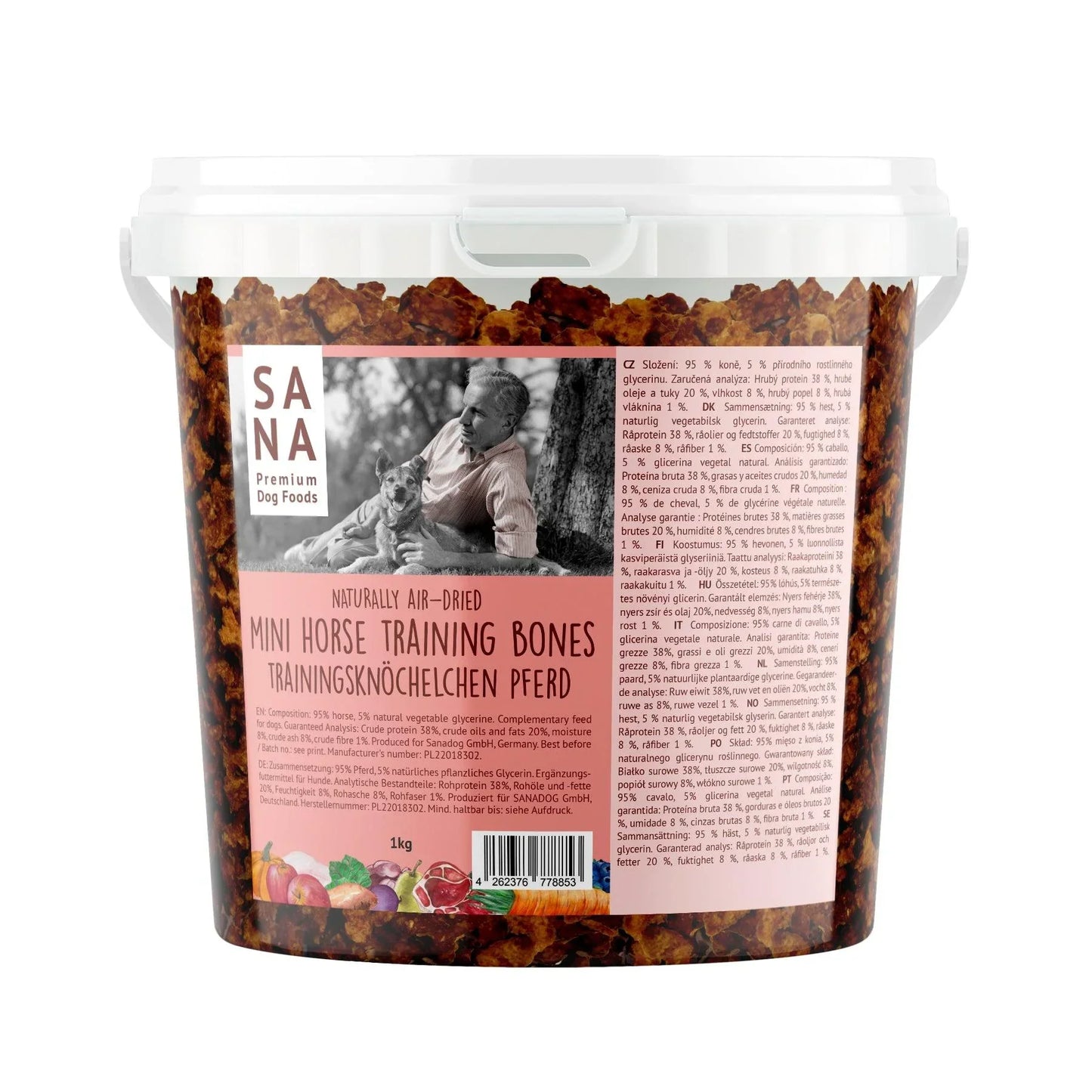 Sanadog mini treats horse (1kg - bucket)