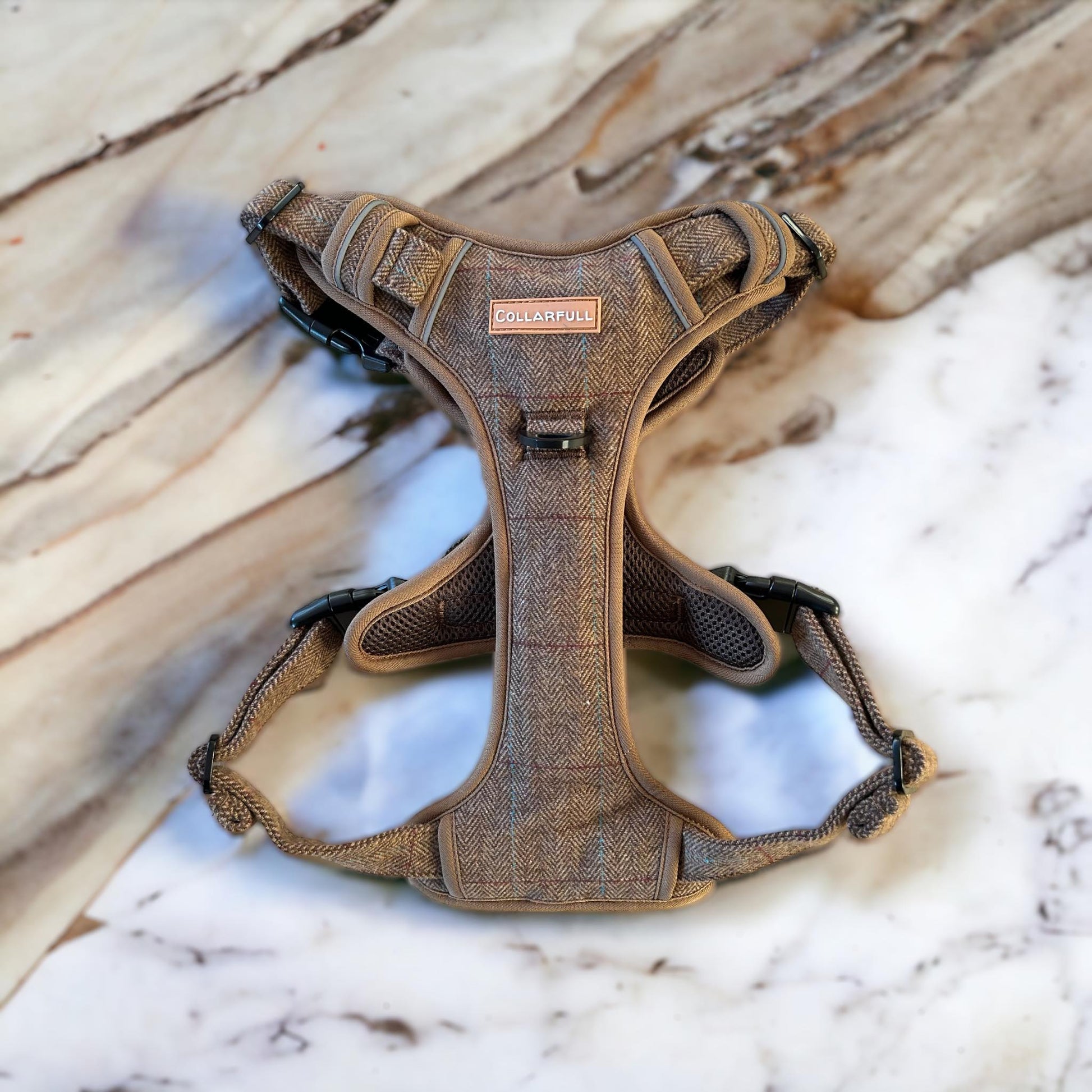 Adventure Trails Dog Harness - Brown Herringbone Tweed