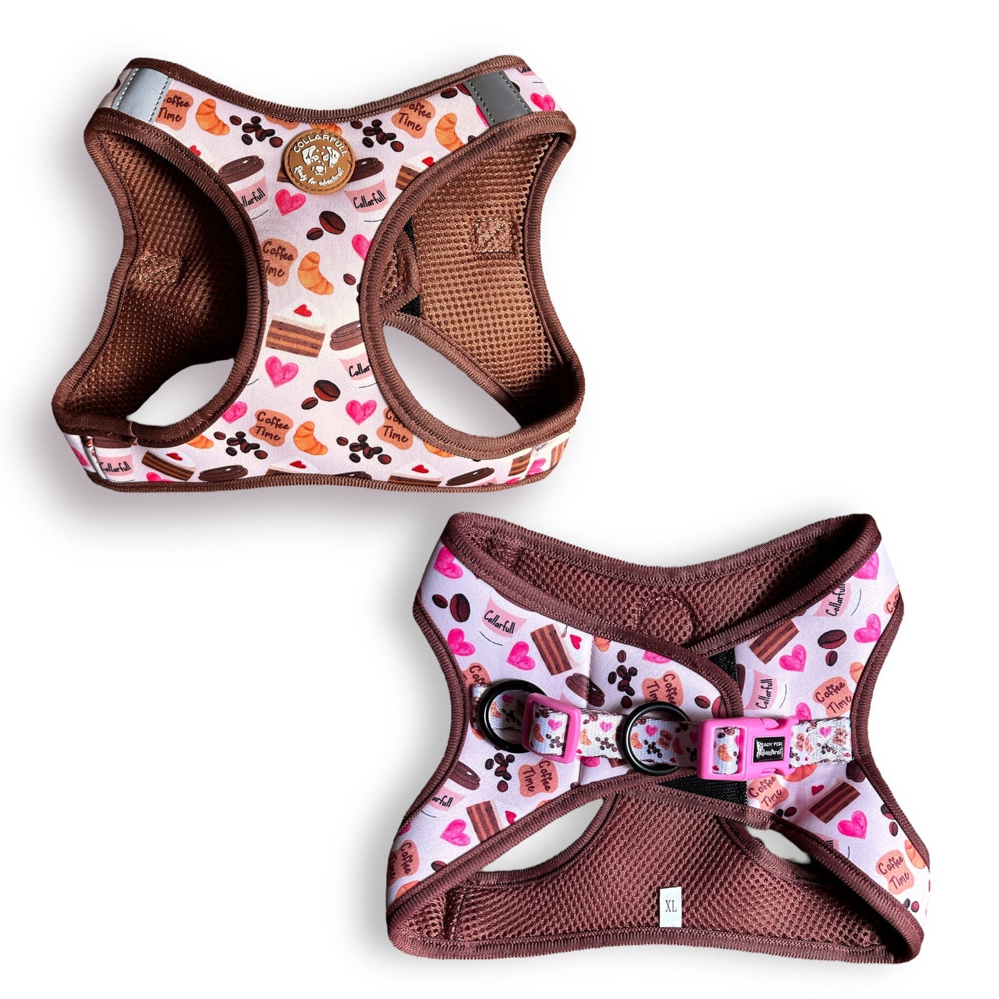 Tiny Trails step-in dog harness - Take a break, with Coffee N' Cake