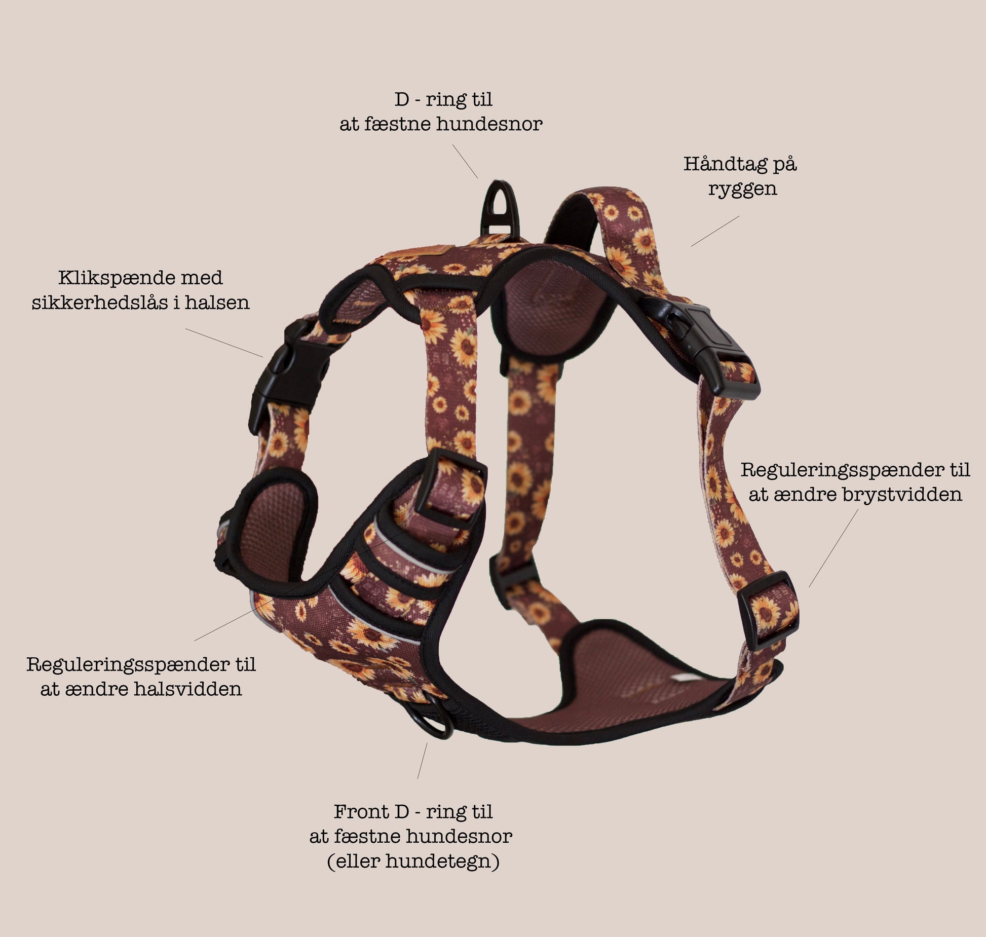 Adventure Trails dog harness - Sunflowers on my mind